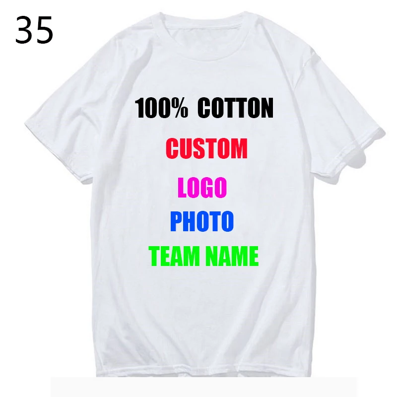 100% Cotton Customized Print T Shirt Women/men DIY Your Like Photo or Logo White Tees Shirts T-Shirt Fashion Men's Custom Tshirt | Женская