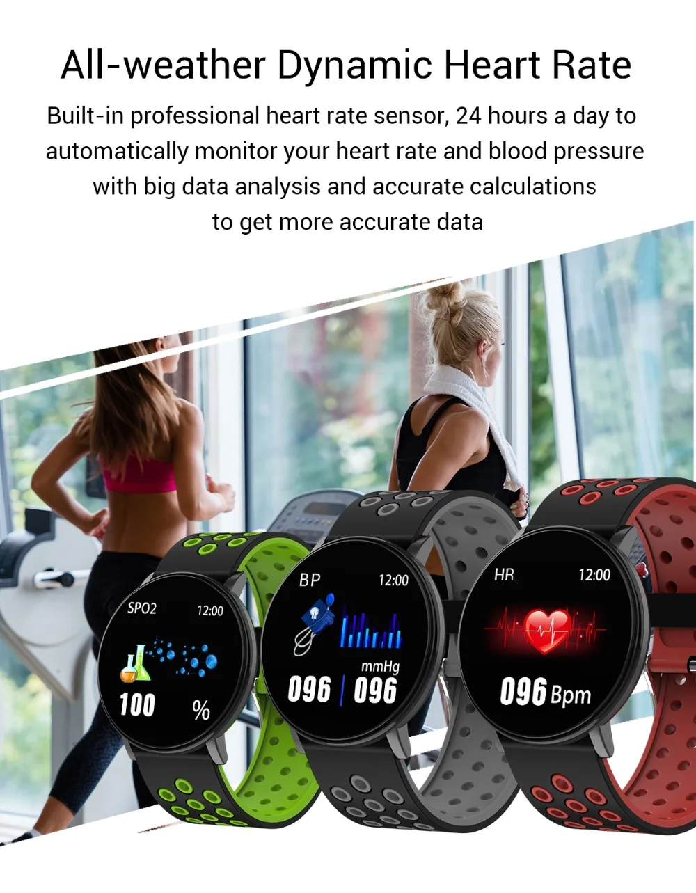 1," цветной экран Смарт-Браслет фитнес-трекер пульсометр кровяное давление Spo2 напоминание о звонках и сообщениях браслет