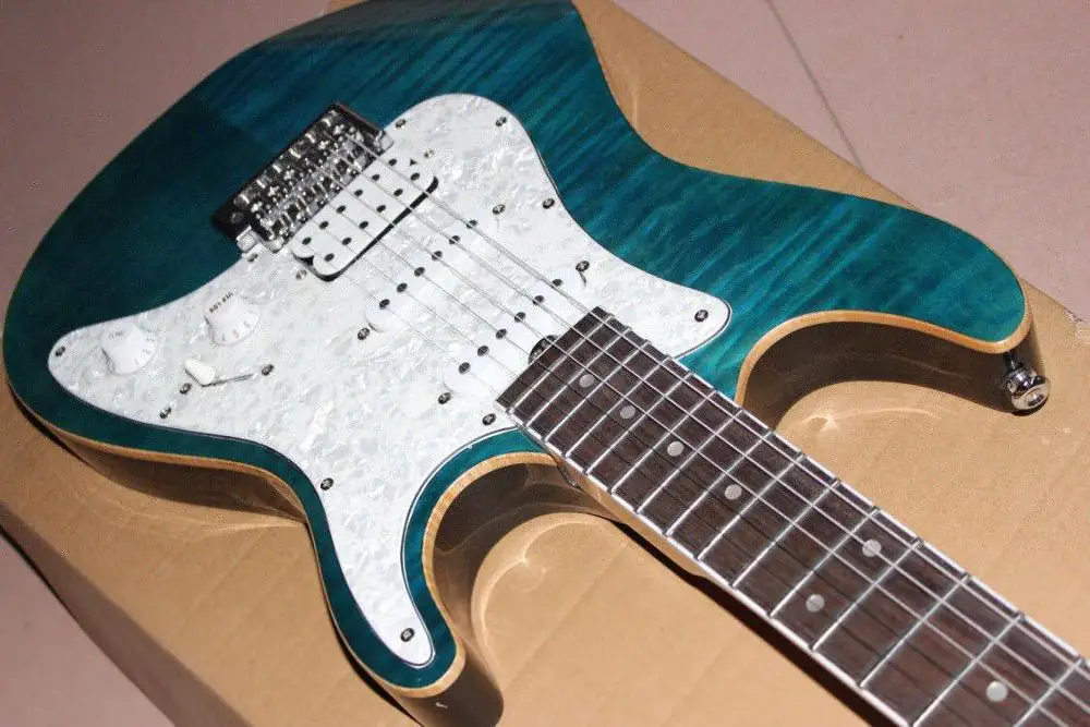 Китайская Фабрика ручной работы 6 stings электрогитара, тигровый клен Топ gitaar, высокое качество пикап, палисандр гриф гитара ra