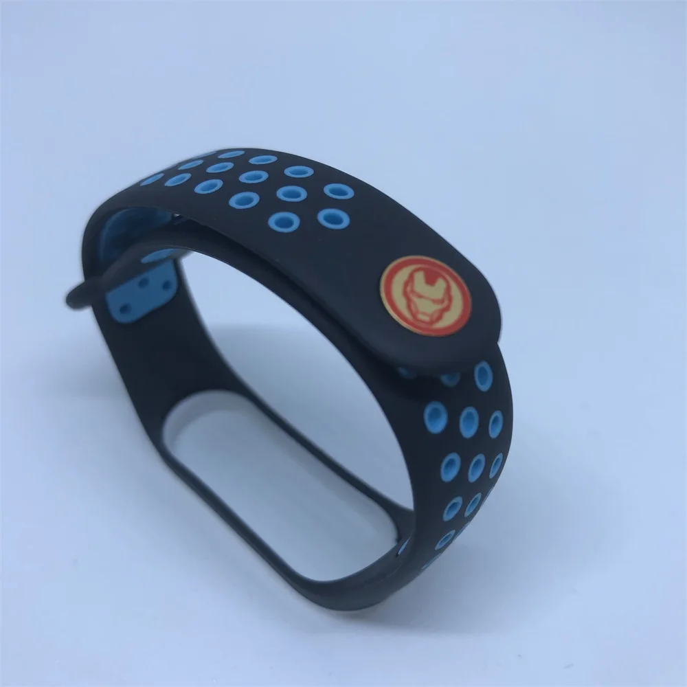 For Xiaomi Mi Band 4 Strap The Avengers Wristband For Mi Band 3 Bracelet For Xiaomi Band 4 Nfc Replacement Strap For Mi Band 4 3 - Цвет: Black blue C