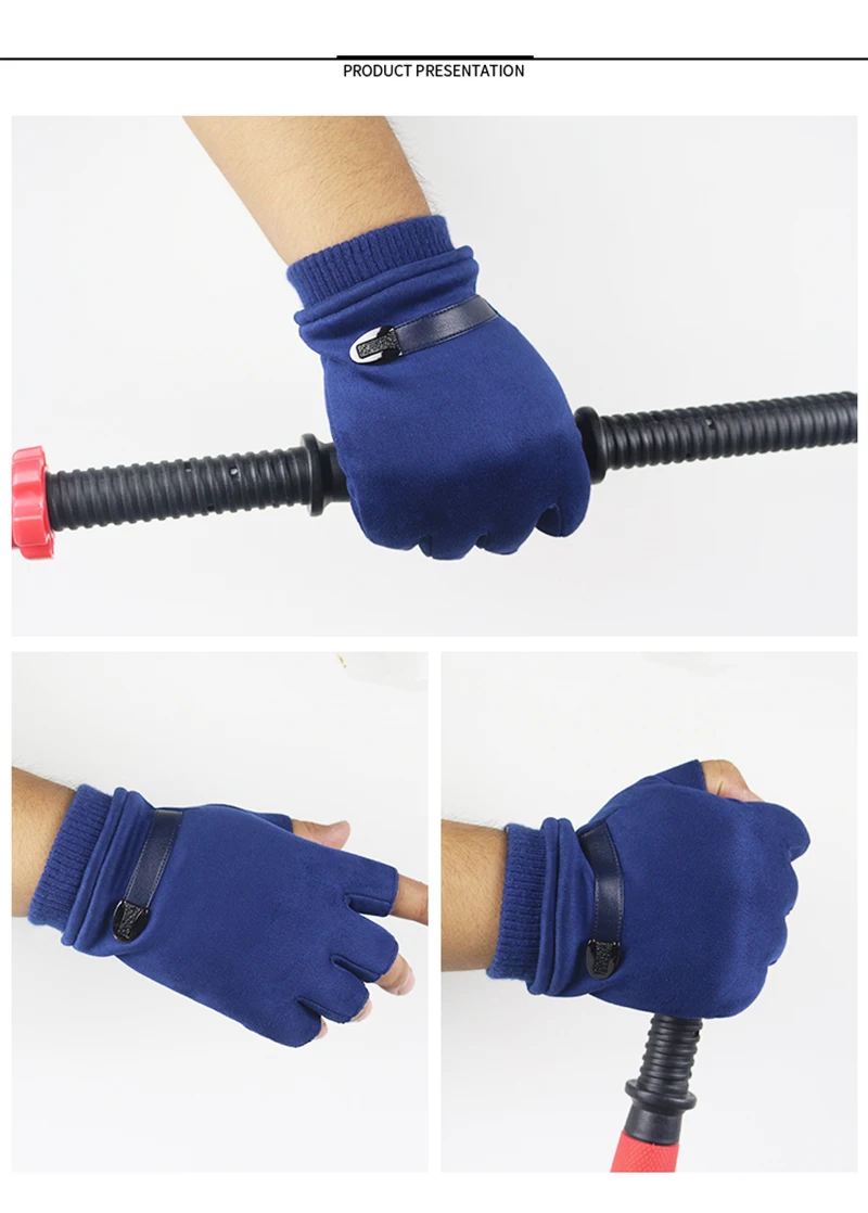 Autumn Winter Fingerless Gloves Women Fashion Coth Gloves Big Stretch Men Wrist Plush Gloves Velvet Men Half Finger Luva