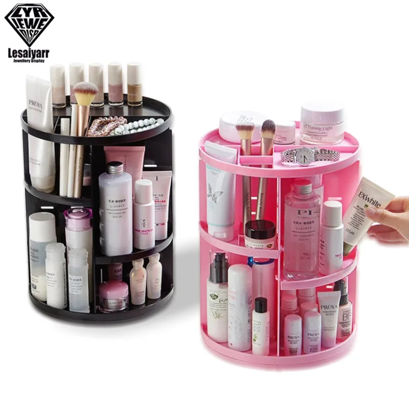 

360 Degrees Rotating Cosmetic Storage Display Holder Adjustable Makeup Brushes Lipsticks Cosmetic Storage Box