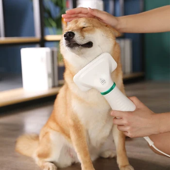 

Dog Hair Dryer Pet Groom Hair Blower with Slicker Brush Adjustable Temperature 2 Settings Low Noise Hair Styling HYD88