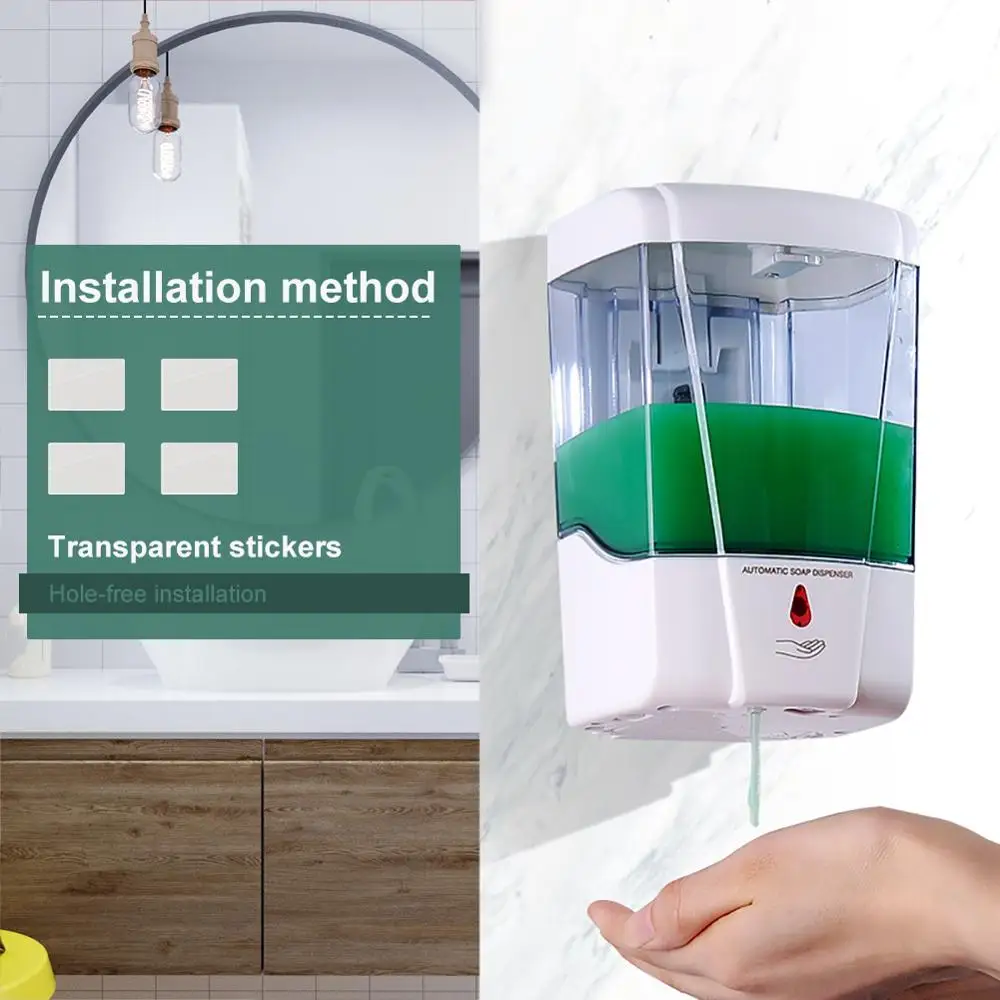 

700ml Capacity Automatic Soap Dispenser Touchless Sensor Hand Sanitizer Detergent Dispenser Wall Mounted For Bathroom Kitchen