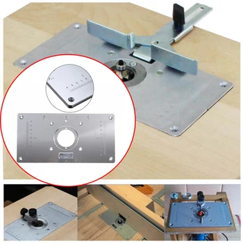 

2020 High Quality 235x120x8mm Aluminum Alloy Router Silver Plate With 4 Rings Woodworking Tools