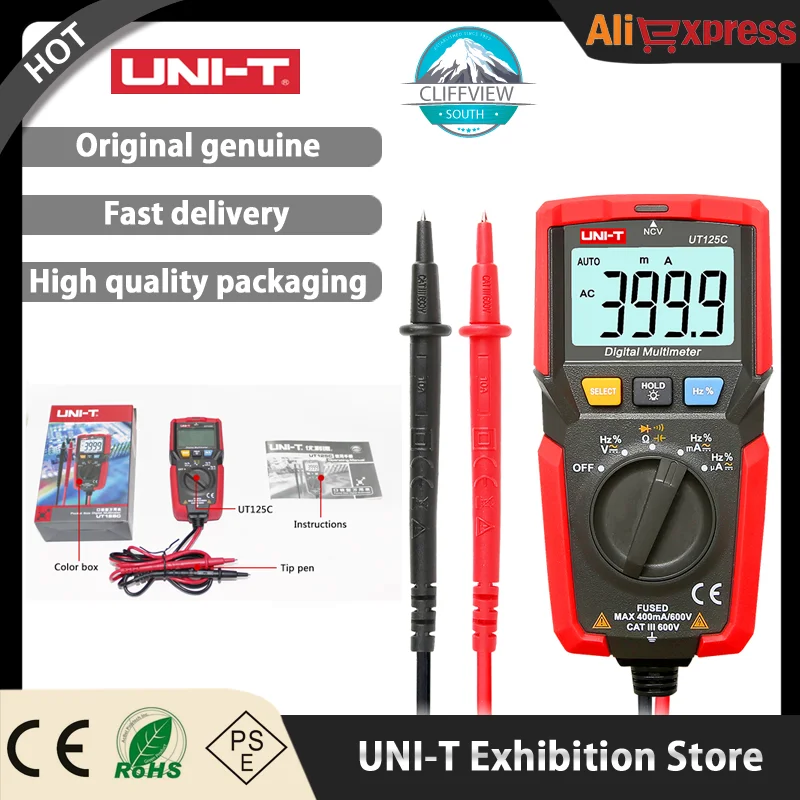 UNI-T UT125C мини карманный цифровой мультиметр температура сопротивление тестера