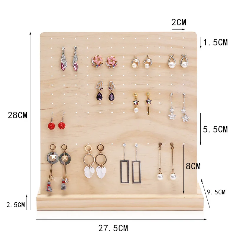 Wood 108 Holes Earring Jewelry Hanger Stand Organizer Holder Jewelry Rack Storage Display Stand Store Home Decoration