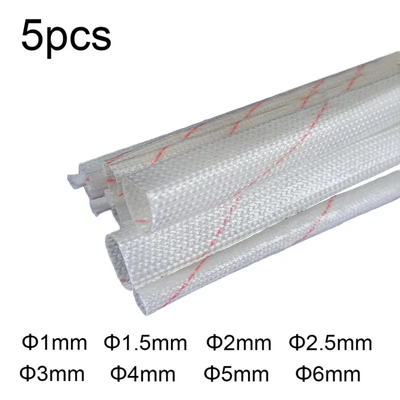 5 шт. 90 см Dia1/1,5/2/2,5/3/4/5/6 мм трубки из стекловолокна высокого Температура утепленная муфта для провода Стекло изоляцию волокна трубки