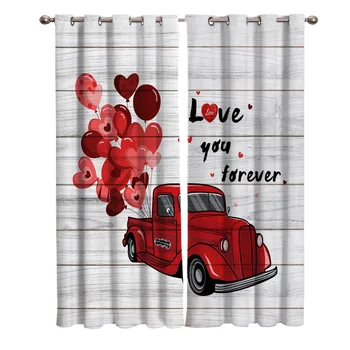 

Love Balloon Red Truck Blackout Window Curtains Living Room Curtain Kitchen Blackout Curtains Left and Right Biparting Open