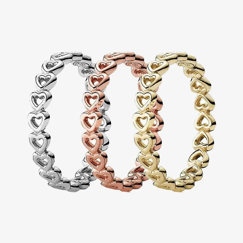 

Authentic 925 Sterling Silver Rose Gold Heart Ring Is Suitable For Women's Engagement Jewelry Anniversary
