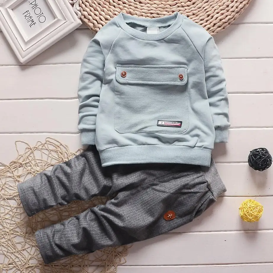Children's Clothes Autumn Boys Long-Sleeved O-Neck Sweater 1-5 Years Old baby big bag T-shirts and pants 2 Pcs Sets kids clothes