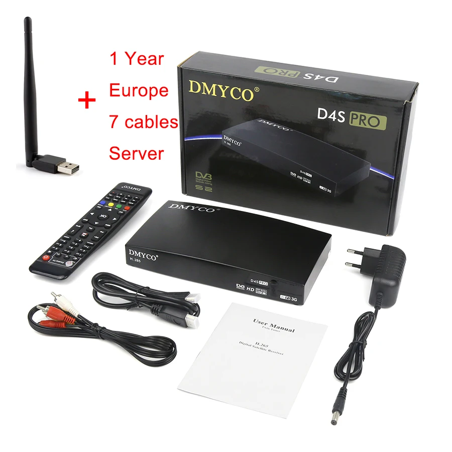 1 год Европейский сервер спутниковый ресивер LNB DVB-S2 ТВ Декодер поддержка Youtube 1080P HD Powervu Bisskey испанский спутниковый рецептор - Цвет: add USB WiFi Cccma