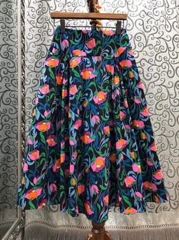 

Women maxi skirt new 2020 spring summer designer floral print flare skirts