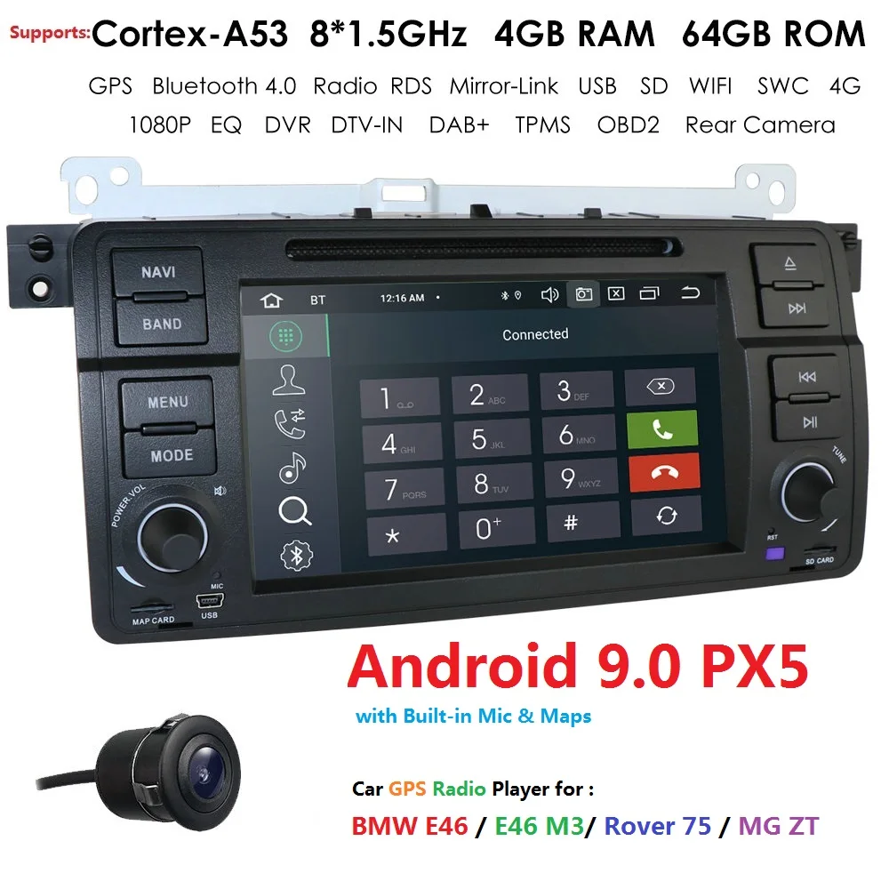 Ips DSP 8 ядерный 4+ 64G Android 9,0 автомобильный радиоприемник для BMW E46 M3 318i 320i 325i MirrorLink Авто Мультимедиа Стерео Navi RDS DVR SWC BT SD