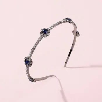 

F2190 Occident Fashion New Style Retro Blue Diamond Hair Bands Hot Sales Cool Versatile Bride Hair Accessories Women's