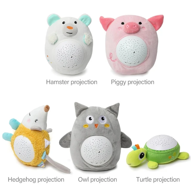 77HD 9In Electric Plush Doll Sleep Aid Toy Stuffed Animal Lovely Gift w/ Music 7 Lighting Mode Projection Baby Education Toy 4