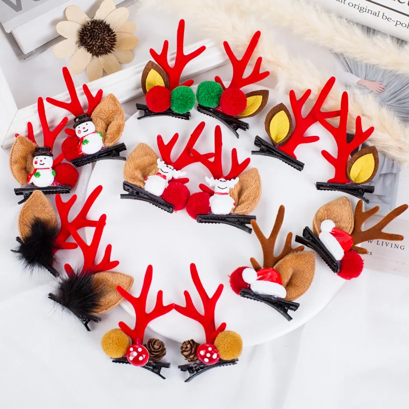 

2pcs Cute Deer Ear Hairpins Christmas Barrettes Flower Hair Decorationd Beautiful Deer Antlers Hair Clips Kids Hair Accessories
