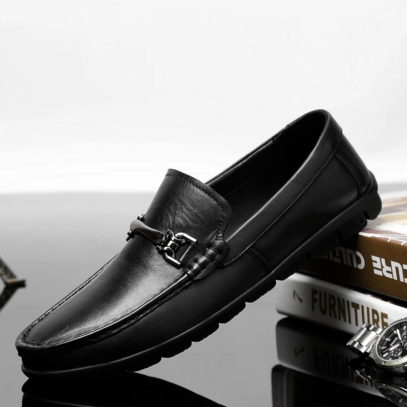 

Shoes Men Loafers genuine Leather Moccasin Footwear outdoor Slip On Flat Driving Boat Shoes Classical Male Chaussure Homme j3