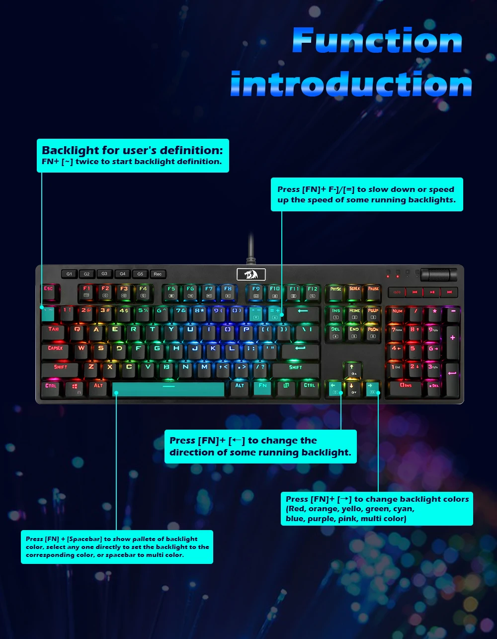Redragon K579 RGB USB Механическая игровая клавиатура синий переключатель со светодиодной подсветкой 104 ключ анти-ореолы проводной ПК Компьютерная игра