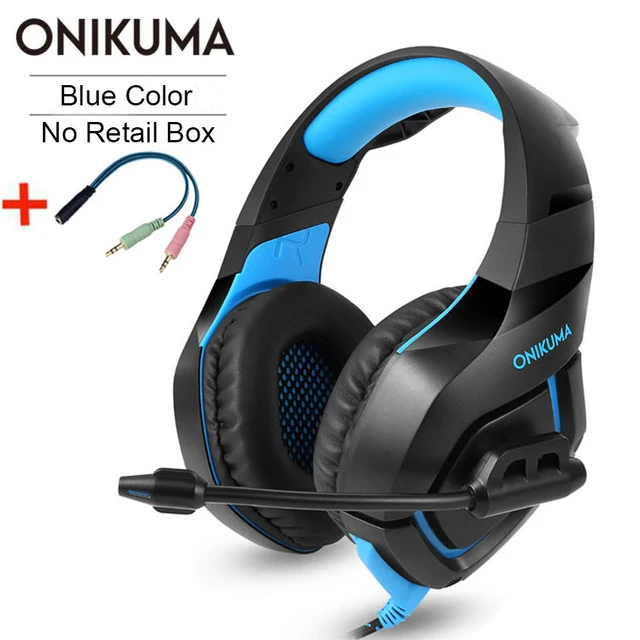 With line(Blue) K1 Игровые наушники гарнитура глубокий бас стерео проводные геймерские наушники микрофон для PS4 телефона ПК ноутбука X-Box планшета - Цвет: With line(Blue)