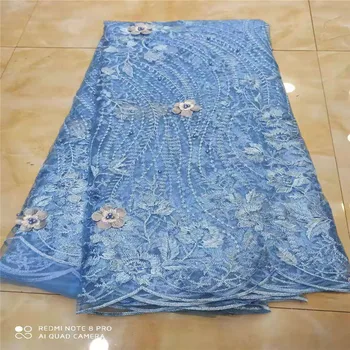 

Sky Blue African Swiss Voile Lace Fabric High Quality French Tulle Lace Fabric 2019 Nigerian Lace Guipure Embroidery Fabric