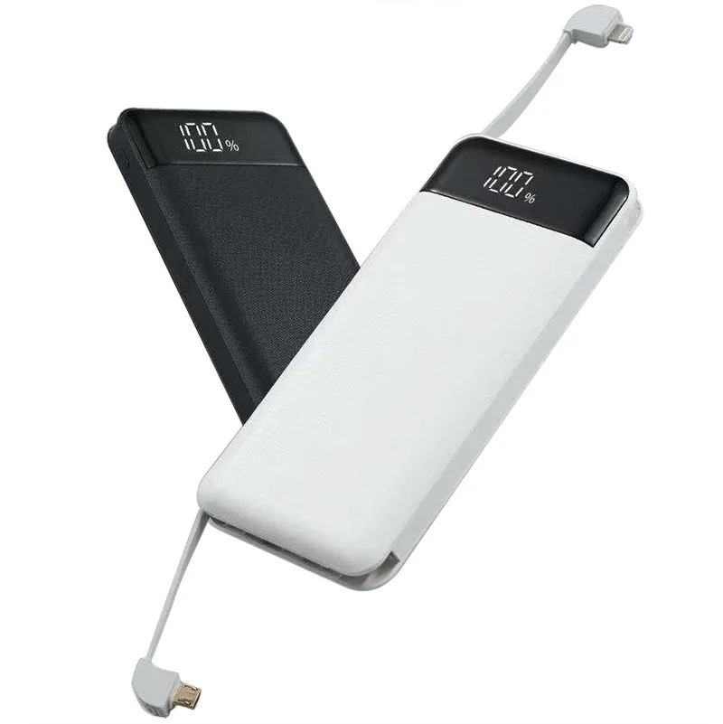

With Lightning Cable Power Bank Wholesale Digital Built-in Double-Line Power Bank 10000 Miliamps Manufacturer