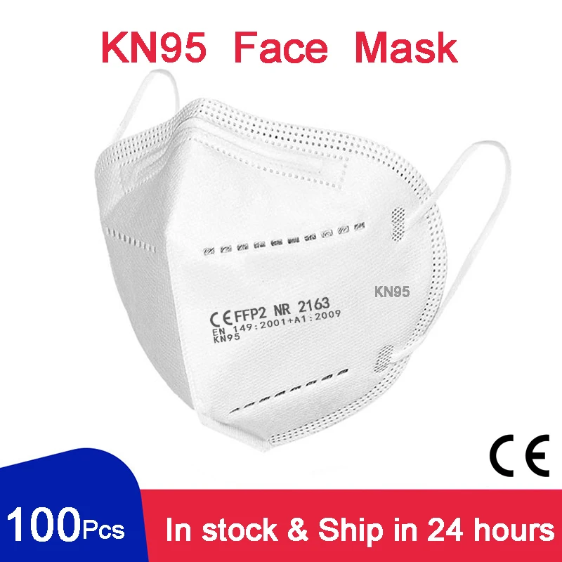 Маска для лица KN95 100 PM2.5 FFP2 CE 5 слоев с фильтром дышащая защитная маска здоровья 95%