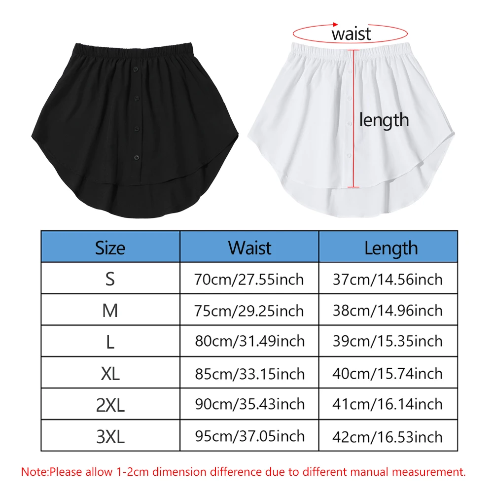 1PC Shirt Extenders Layering Fake Top Lower Sweep Elastic Mini Shirt Hemline Asjustable Half-Length Underskirt False Splitting mini skirts for women Skirts