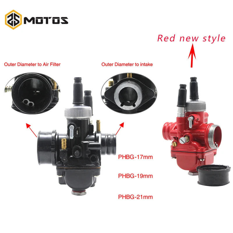ZS MOTOS 17 мм 19 21 Dellorto PHBG DS черный гоночный карбюратор Carb DIO JOG 50cc 90cc BWS100 для мотоцикла