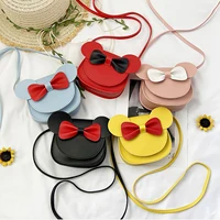 Baby Girl Cartoon Crossbody Bag, Cute Mouse Ear Bowknot Magnetic Snap Shoulder Bag 1