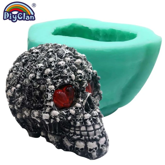 3D Skull Head Silicone Candle Mold DIY Chocolate Candy Resin Gypsum Making  Mould Halloween Fondant Cake Decorating Tools - AliExpress