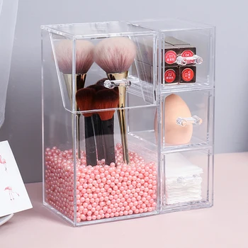 

Transparent Makeup Box Eyebrow Pencil Beauty Brush Storage Box Dustproof With Cover, Brush Cylinder Drawer Type Without Pearls