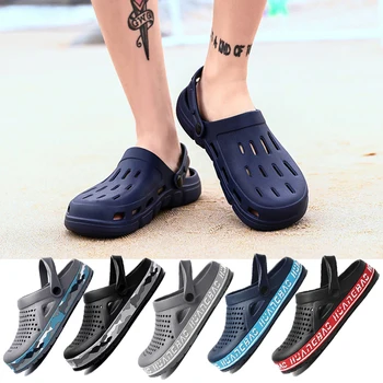 

Men's sandals summer Korean hole shoes Baotou slippers hollow breathable beach sandals comfortable fashion lightweight shoes