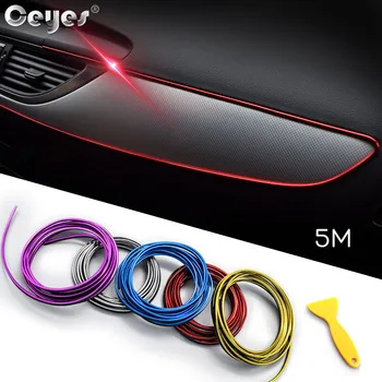 

Ceyes Car Moulding Strip Interior Decoration Strips Auto Moulding Styling Accessories Universal Dashboard Door Chrome Flexible