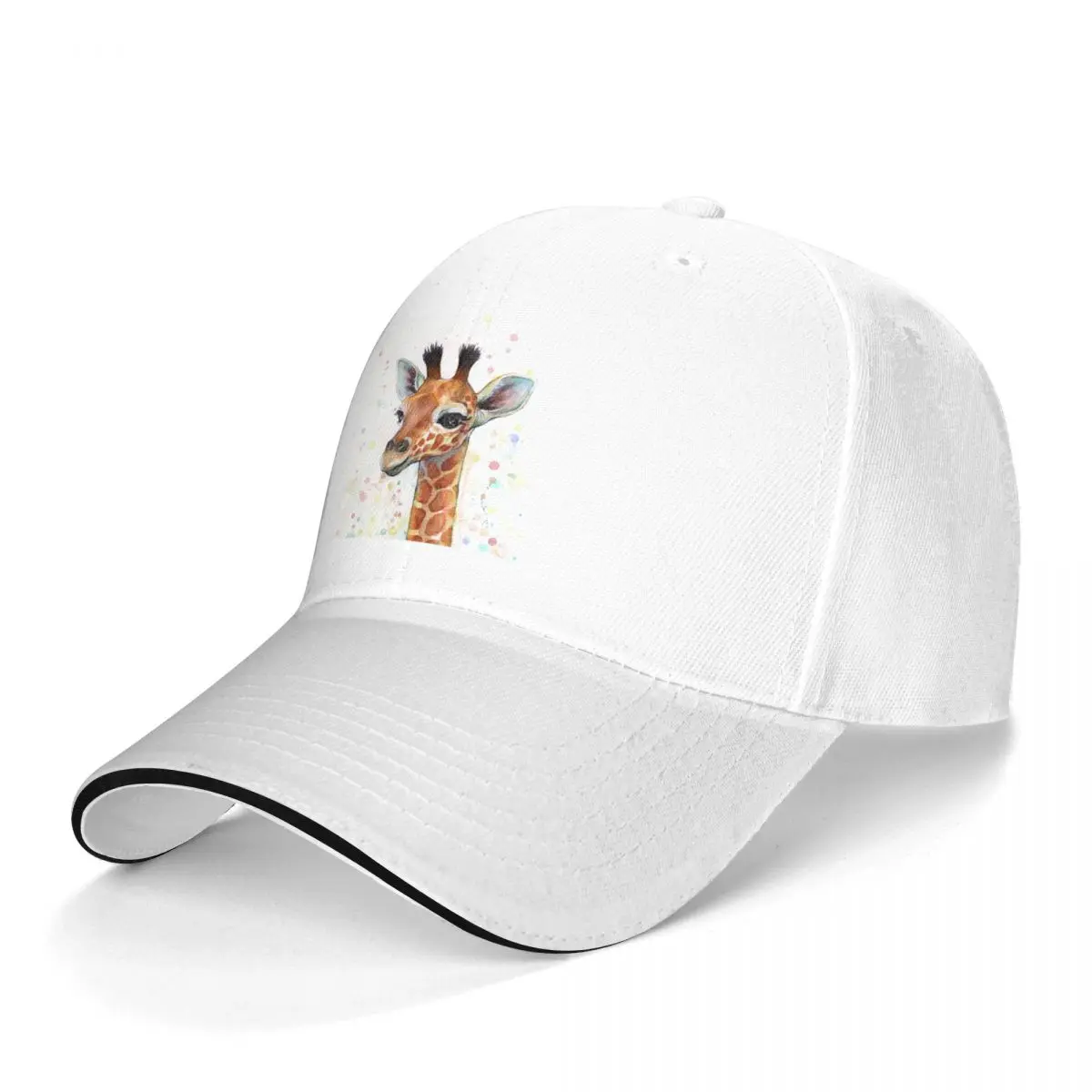 

Giraffe Baseball Cap Baby Giraffe Watercolor Painting Nursery Art Big Head Polyester Blank Baseball Hat Streetwear Wholesale Cap