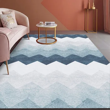 

Nordic Style Carpet Abstract Design Carpet Non-Slip Bedroom Rug Blue White Quicksand Pattern Carpet For Living Room