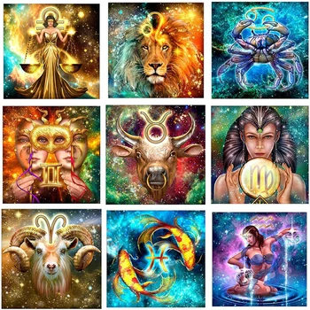 

Diamond Mosaic Full Square/Round 5D Diamond Painting 12 zodiac signs Christmas Embroidery home decoration constellation