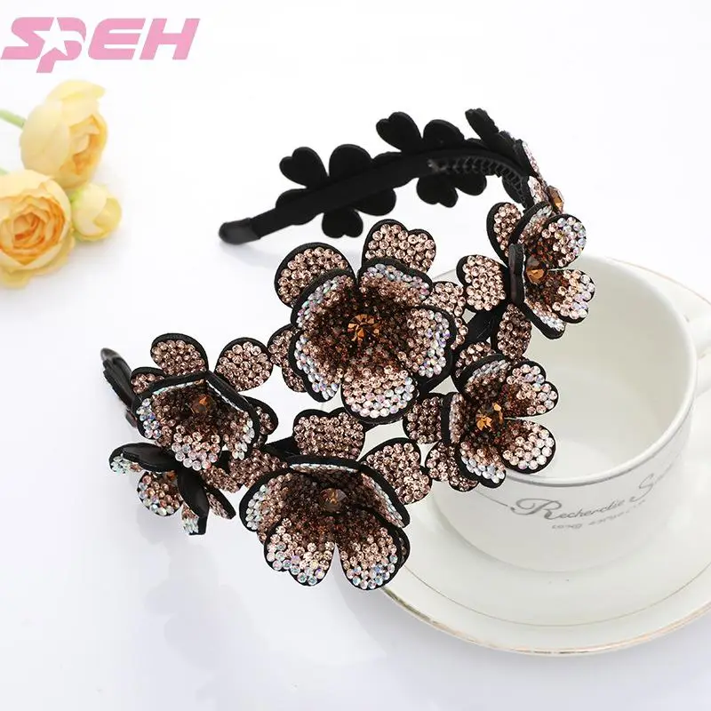 

rhinestone hairband female Korea three-dimensional flower headband drill wide-brimmed with teeth hairpin temperament jewelry
