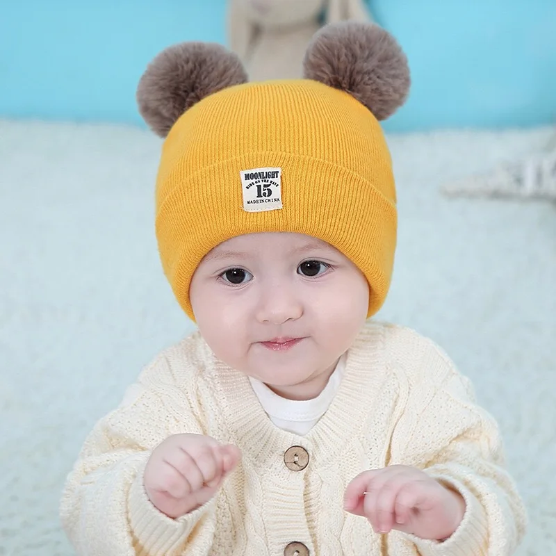 Детская шапка, шарф, осенне-зимняя шерстяная шапка шарф для новорожденных, комплект, корейская детская шляпа из шерсти, Детская Вязаная Мягкая шаровая шапка