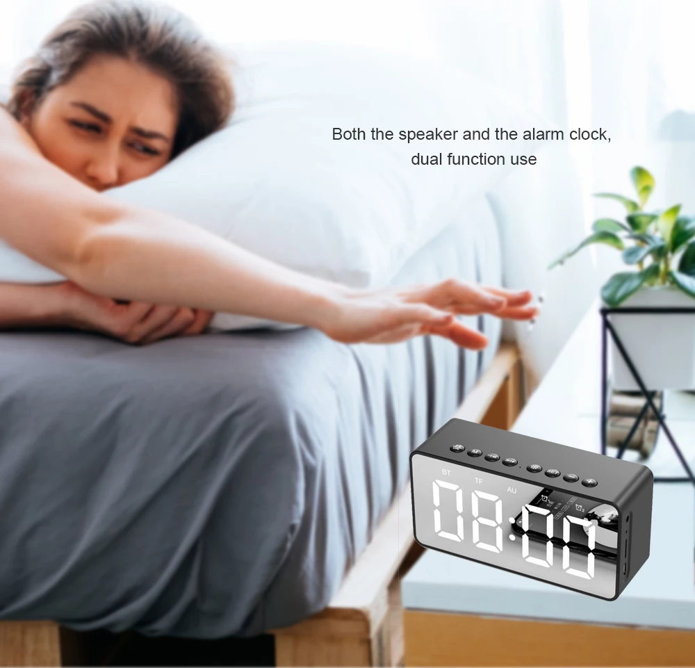 AEC Многофункциональный портативный Bluetooth будильник динамик с Bluetooth/TF карта/AUX Режим светодиодный цифровой настольные часы домашний декор