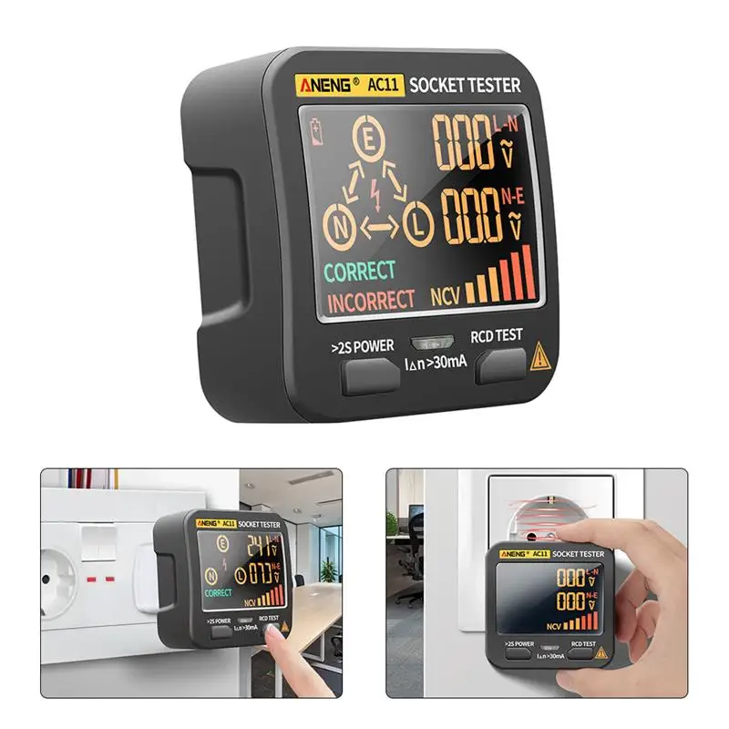 

US/EU Plug Socket Tester Pro Digital Voltage Receptacle Detector For Grounding Wall Plug Breaker Finder Electric Outlet Tester