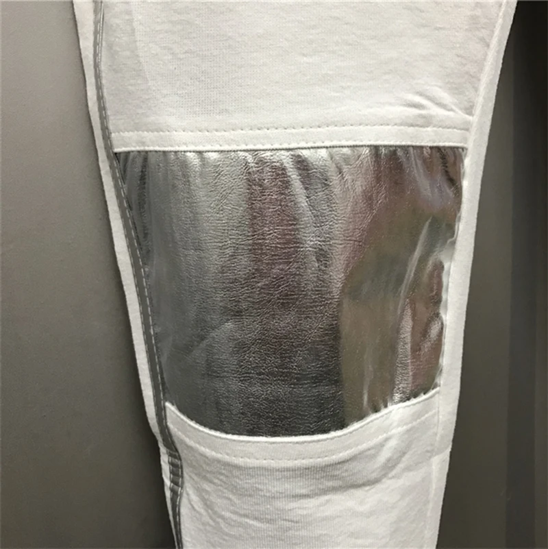 Summer New Ins Reflective Lightweight Two Bars Men's Pants Ankle-Length Slim Fit Pencil Middle Elastic Waist Trousers