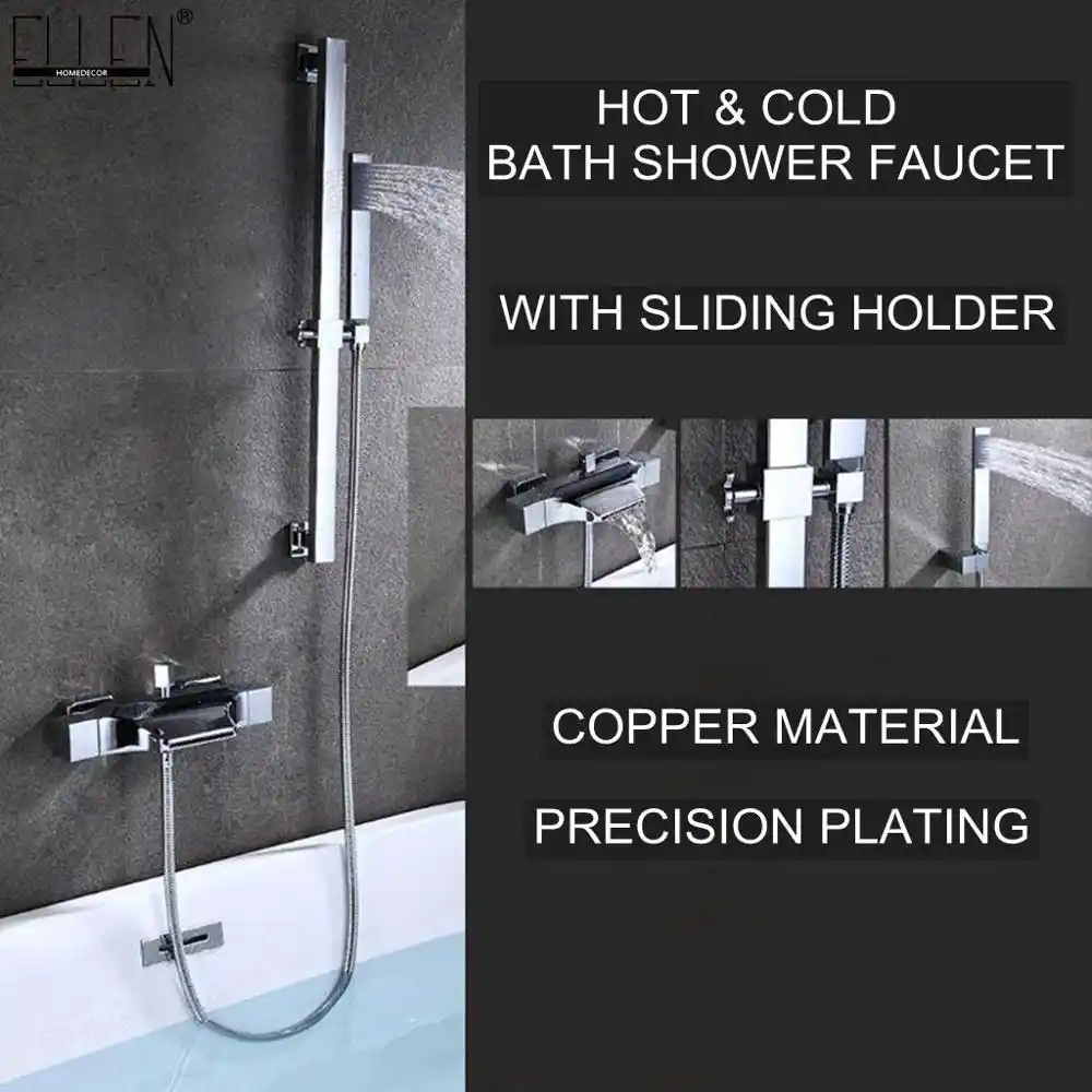 Luxury Chrome Bath Faucet Hot Cold Water Mixer Crane Wall Bath