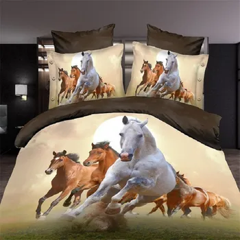 

3d animal bedding set running horse queen twin size duvet cover bed sheet pillow cases bed linen set