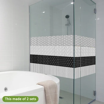 

Funlife 21x100cmx7pcs Mosaic Geometric Hand Drawing Pixel Self adhesive Kitchen Bathroom Tile Sticker Functional Wall Sticker