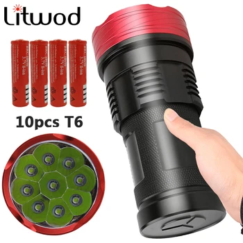 

10pcs XML-T6 Super Powerful LED Flashlight Tactical Torch USB Linterna Lamp Waterproof Fishing Lantern 3 Mode Light
