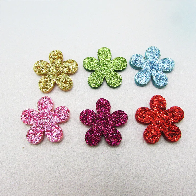 Gold powder flower 50-300 шт. Блестящие звезды/Сердце/цветы мягкие аппликационные наклейки DIY ремесло поставки дети скарпбукинг Декор Аксессуары для волос - Цвет: Gold powder flower