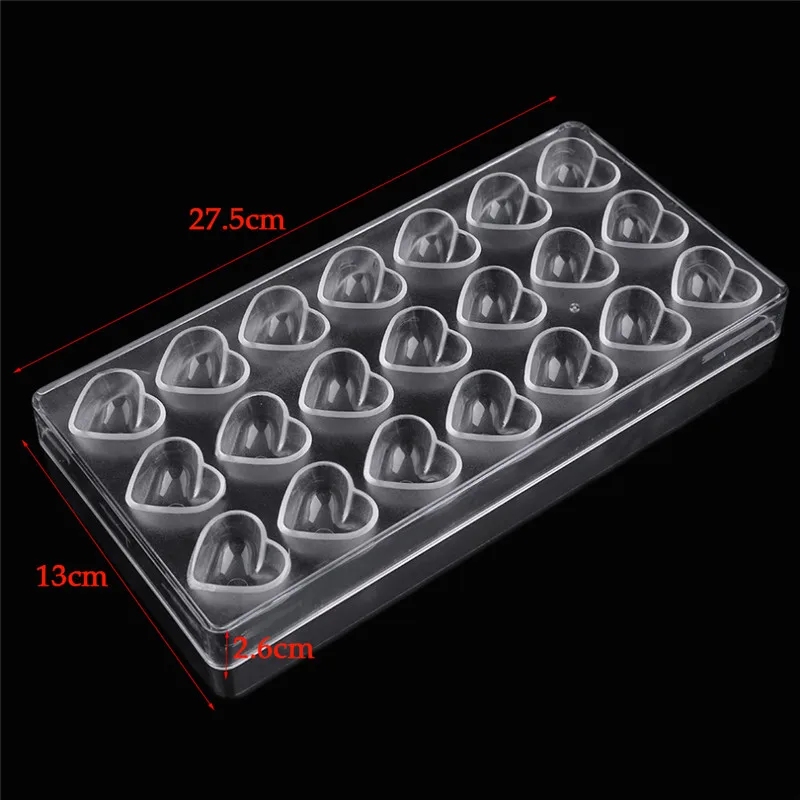 3D Chocolate Heart Candy Bar Molds Forms Polycarbonate Plastic Tray Cake Baking Pastry Bakery Baker Tools for Chocolate Mould
