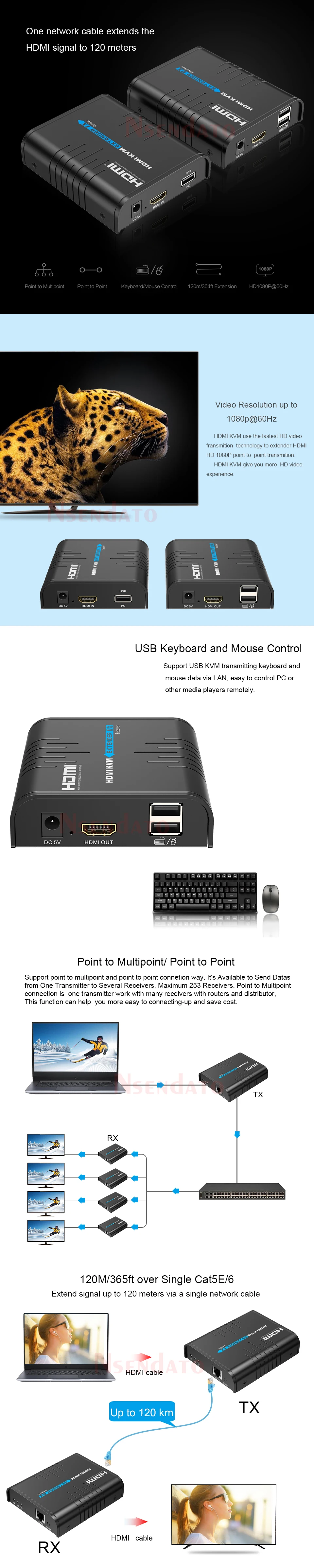 120m sem fio hdmi transmissor de vídeo