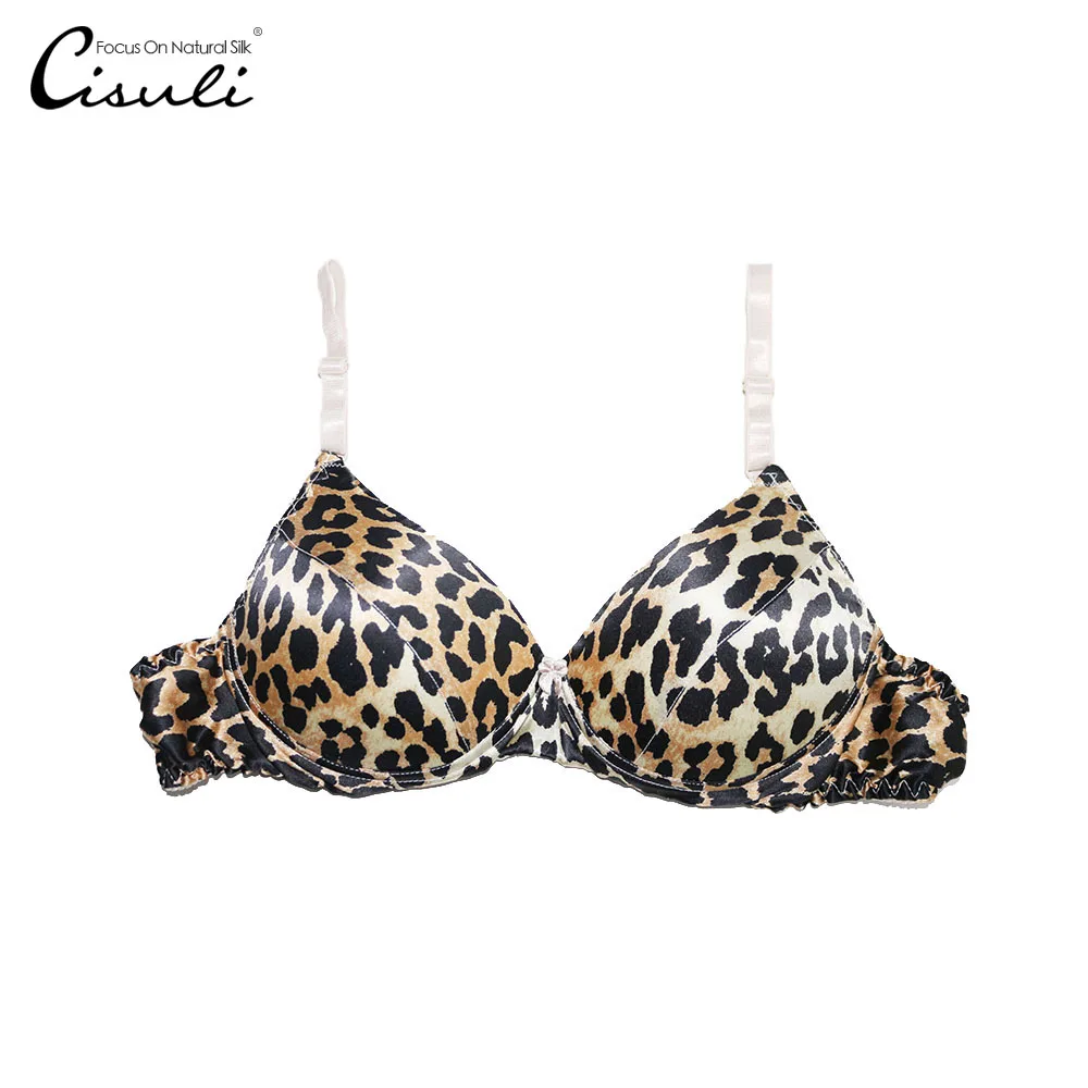 100 Mulberry Silk Bra Pure Silk Women Underwear Comfortable Breathable Bra Sexy Leopard Stretch